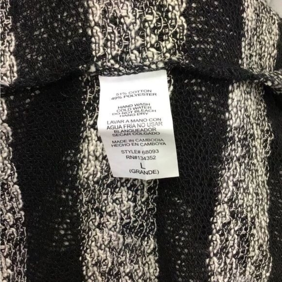 Ambiance Women’s Open Front Striped Duster Cardigan, Black, size L - Picture 5 of 5